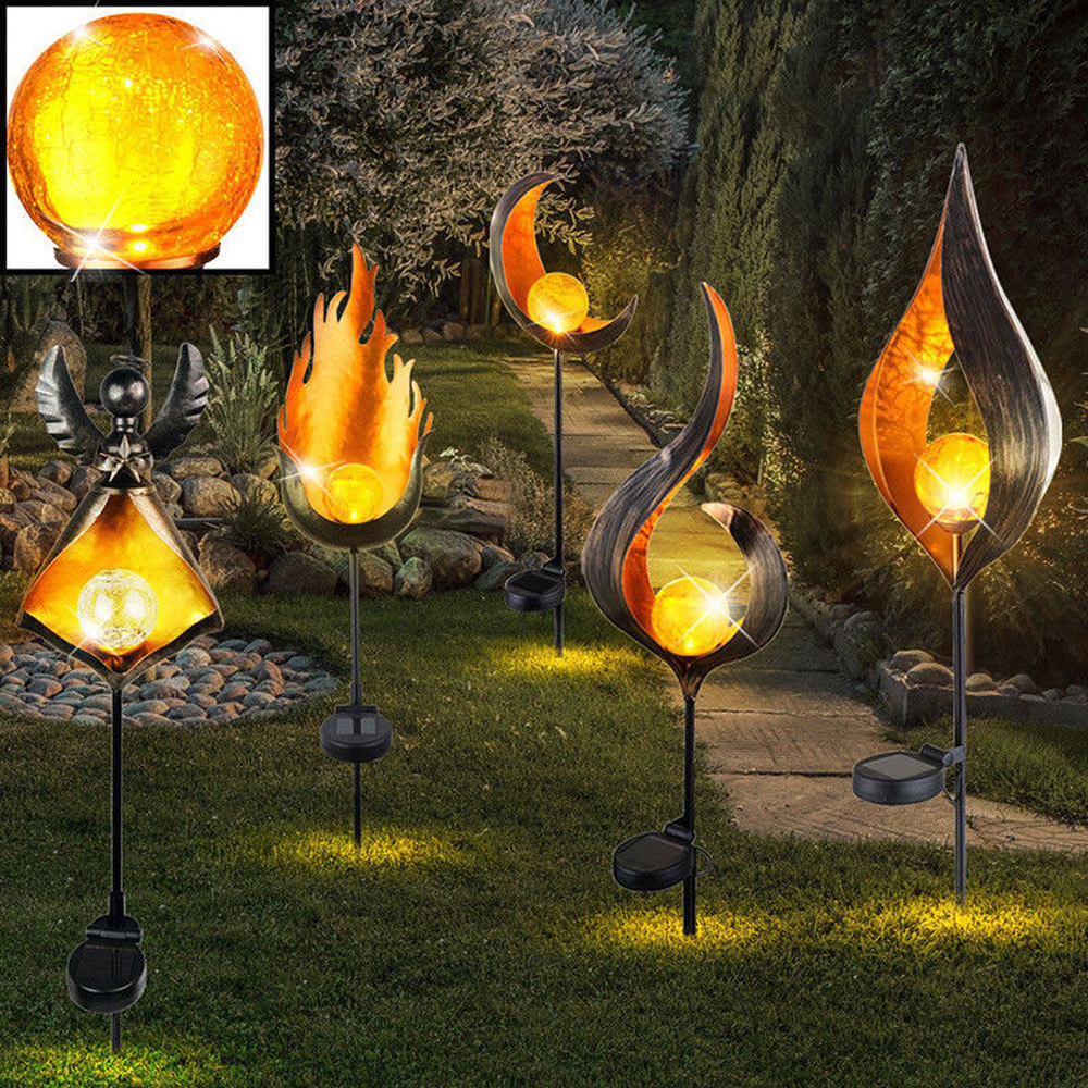 Ledet sol flamme lys metal led haven lys flamme effekt lampe vandtæt udendørs lys landskab lys sol dekorativt lys