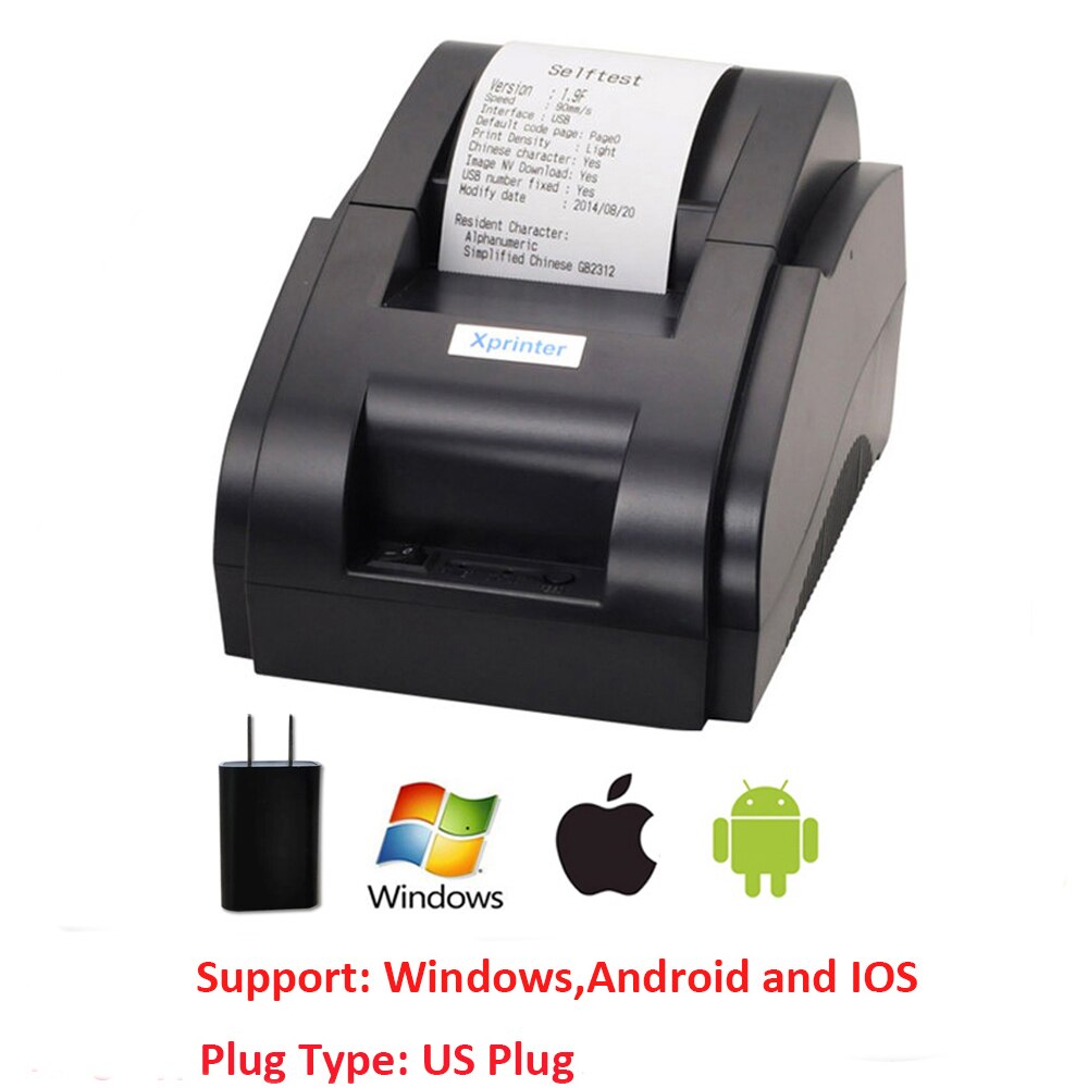 XP-58IIH Thermische Kleine Ticket Printer Printer Usb Machine Restaurant Pos Printer Voor Windows, Of Android En Ios: US windows etc