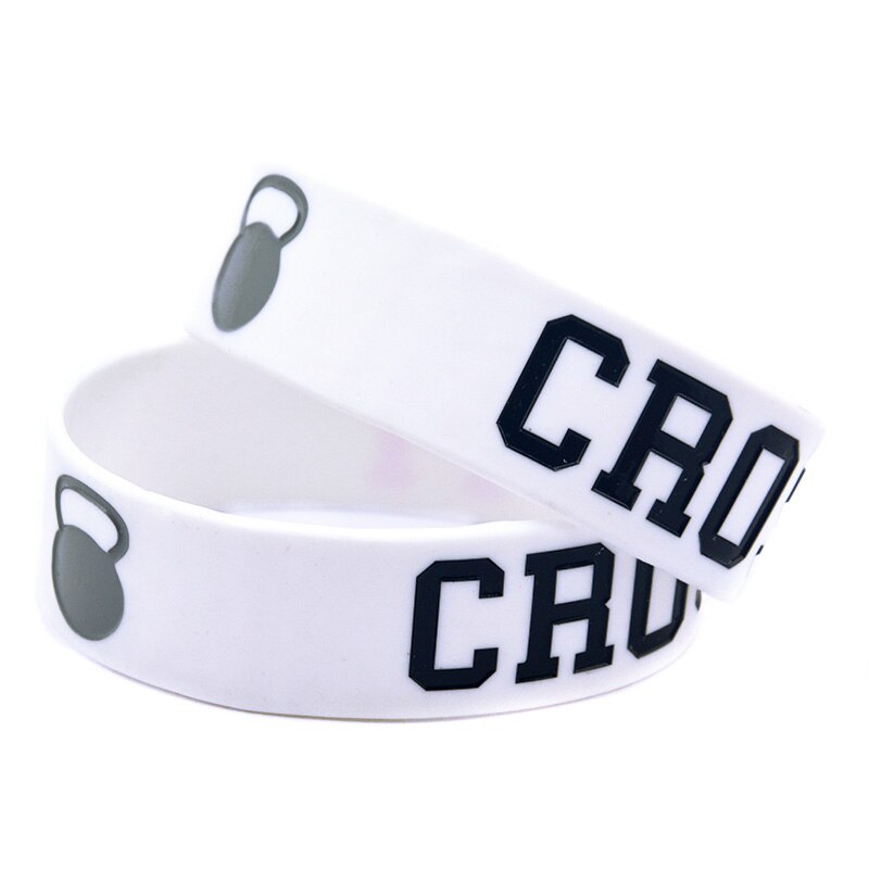 Obh 1pc een inch brede zwart-witte crossfit siliconen rubberen armband voor sport