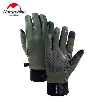 Naturehike gants d'hiver chauds pour écran tactile  -5 ℃, gants de sport de plein air pour cyclisme, randonnée, trekking, voyage: Vert armée / Xl