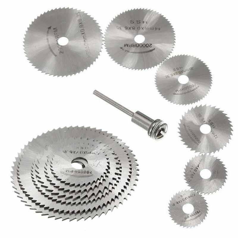 HSS Circular Saw Blade Rotary Tool For Cutting Metal Wood 7pcs Set Mini Power Discs Drill Mandrel Tool