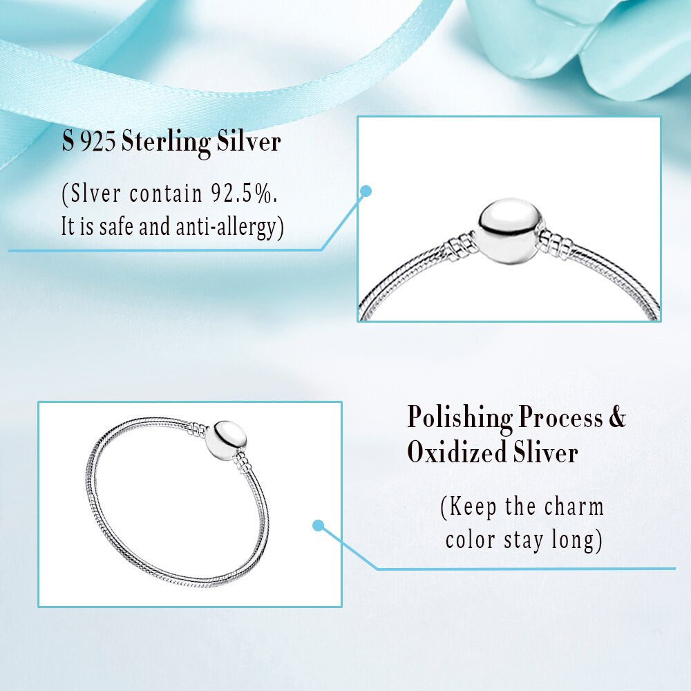 2020 New Fashion Argento Sterling 925 Pendenti E Ciondoli Braccialetto Rotondo di Base Bracciali A Catena Per Le Donne del Regalo Dei Monili Perline FAI DA TE 17-21 CENTIMETRI