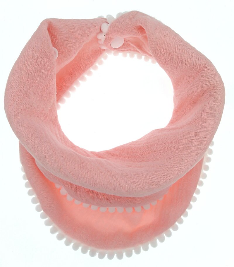 Bibdanna | Katoenen Mousseline Bib | Pompom Bibdanna | Shabby Chic | Baby Meisje | Geslacht Neutrale: croal pink