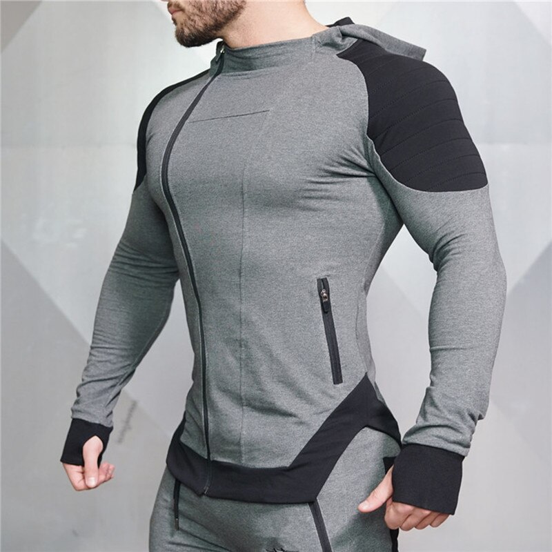 Workout Jogging Running Jacket Mannen Training Bodybuilding Kleding Hooded Sweater Mannen Sport Jassen Running Jas Sportkleding