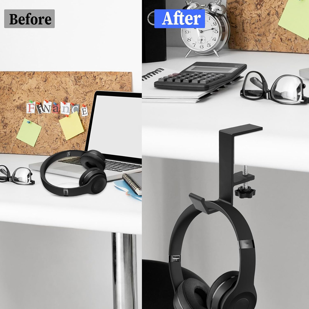 Metal Adjustable Desk Edge Hook Gaming Headset Desk Hanger Backpack Storage Hanging Hook Holder Punch-free Home Office Organizer