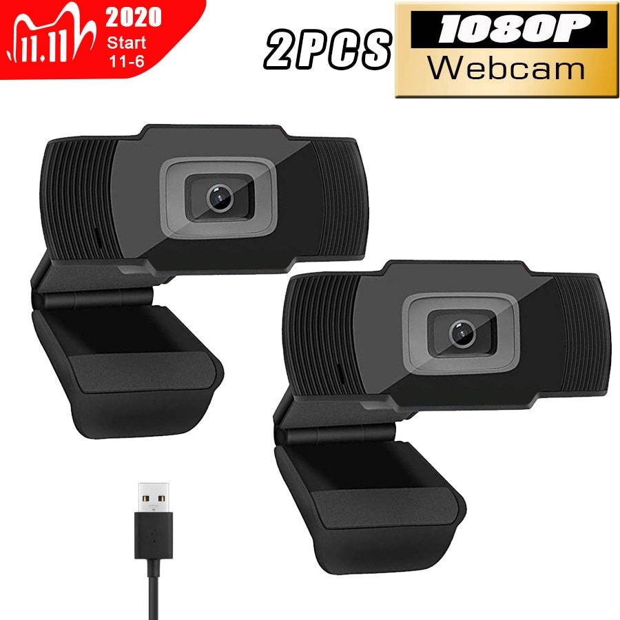 2Pcs Webcam 1080P / 720p Computer Camera Built-in Microphone USB Plug and Play For Onlin Conference, Meeting, Teach