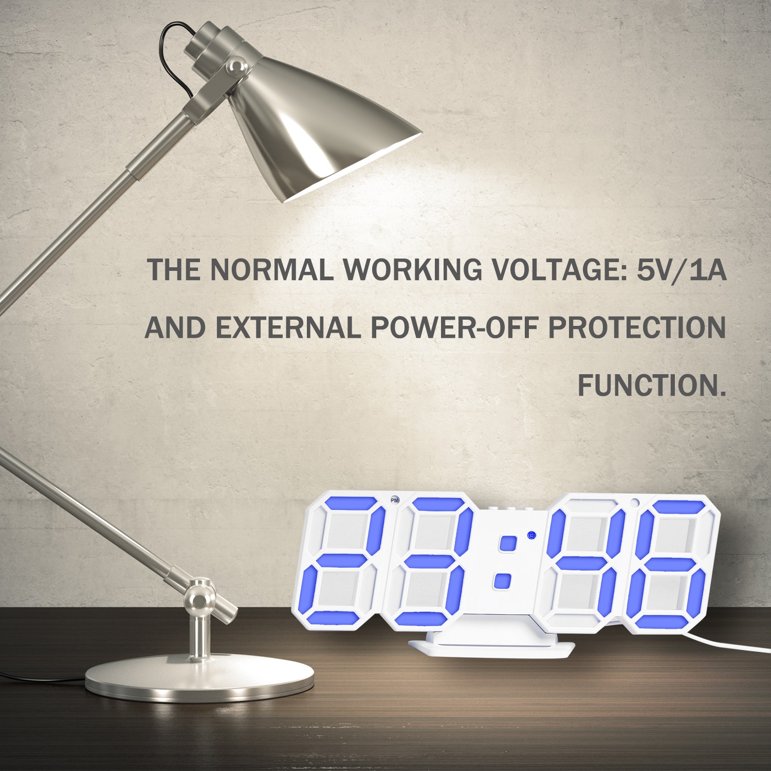 Led digital klocka 3d elektronisk bord väckarklocka vägg glödande hängande klockor temperatur display