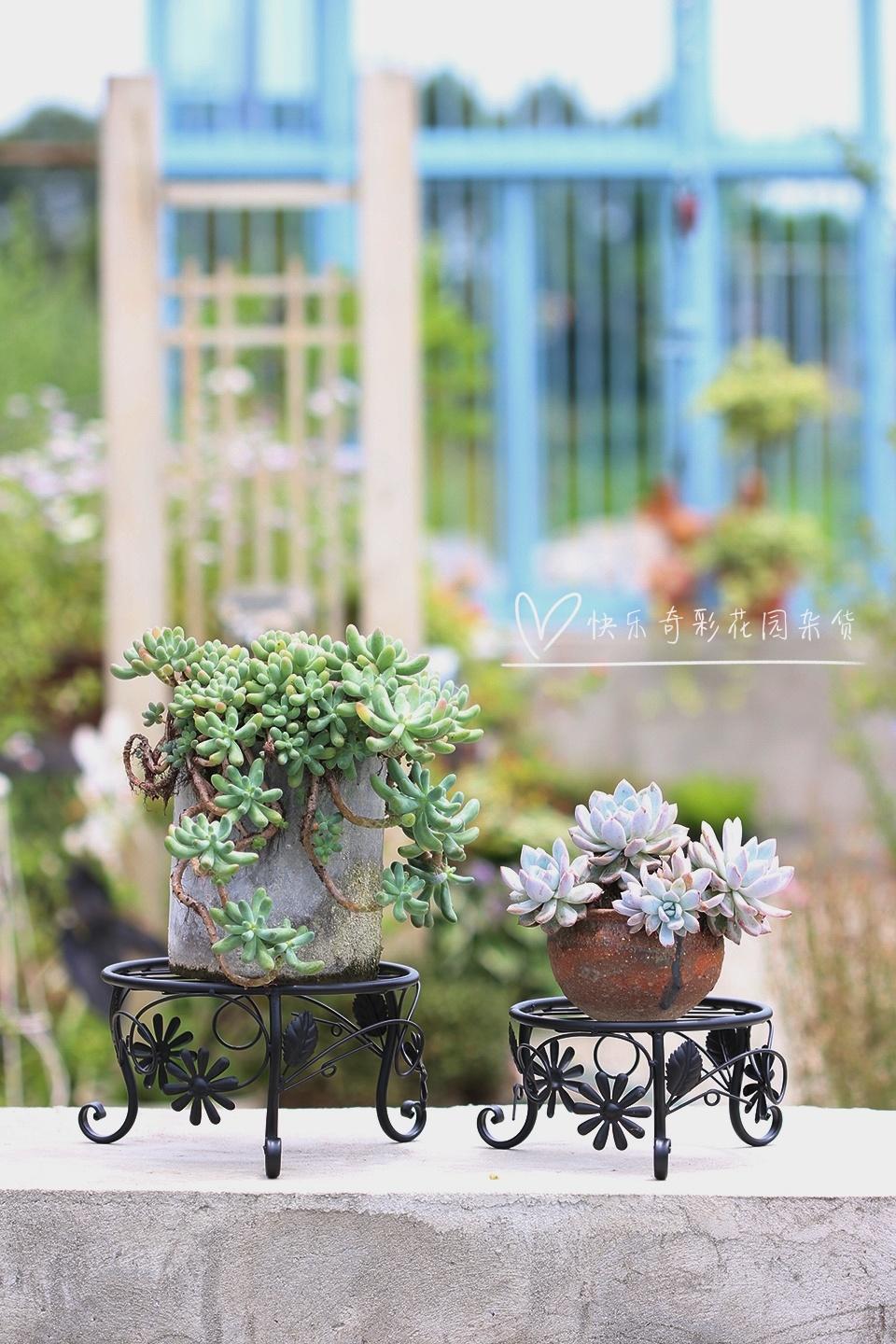 Iron Flower Stand Flower Pot Holder Ventilated Flower Holder Two-piece Set Balcony Terrace Flower Pot Plant Mat