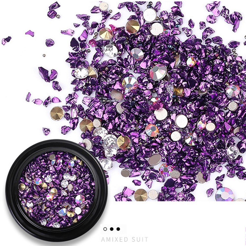 Nail art smykker luksus mine sort mikro bor hybrid sort knækket bor net rød 3d diamant krystal sand negle art dekoration