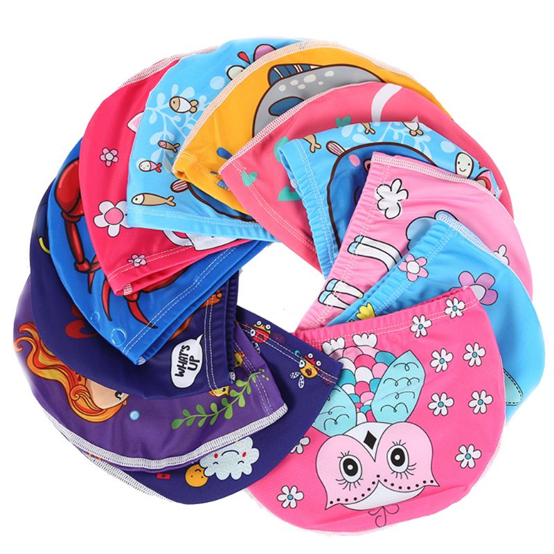 Gorros elásticos con estampado de dibujos animados para niños, deportivos, para piscina, para nadar