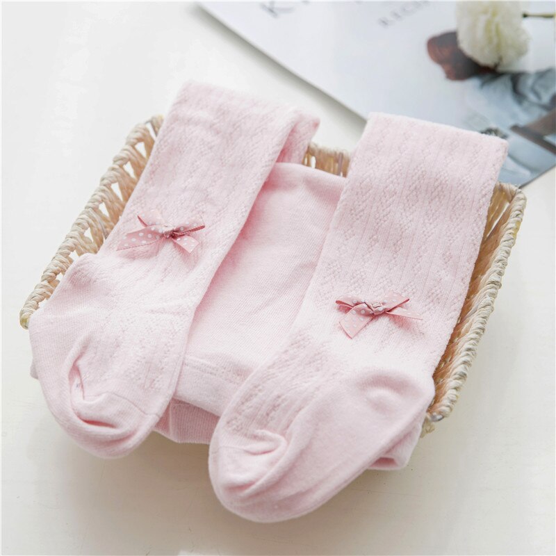 Meisjespanty's, katoenen babypanty's, lente en herfst, grote pp plus-bestand, baby jumpsuit, onderkant, meisjes, kinderen, kleine strik, sokken: Roze panty / 1 to 2 jaar