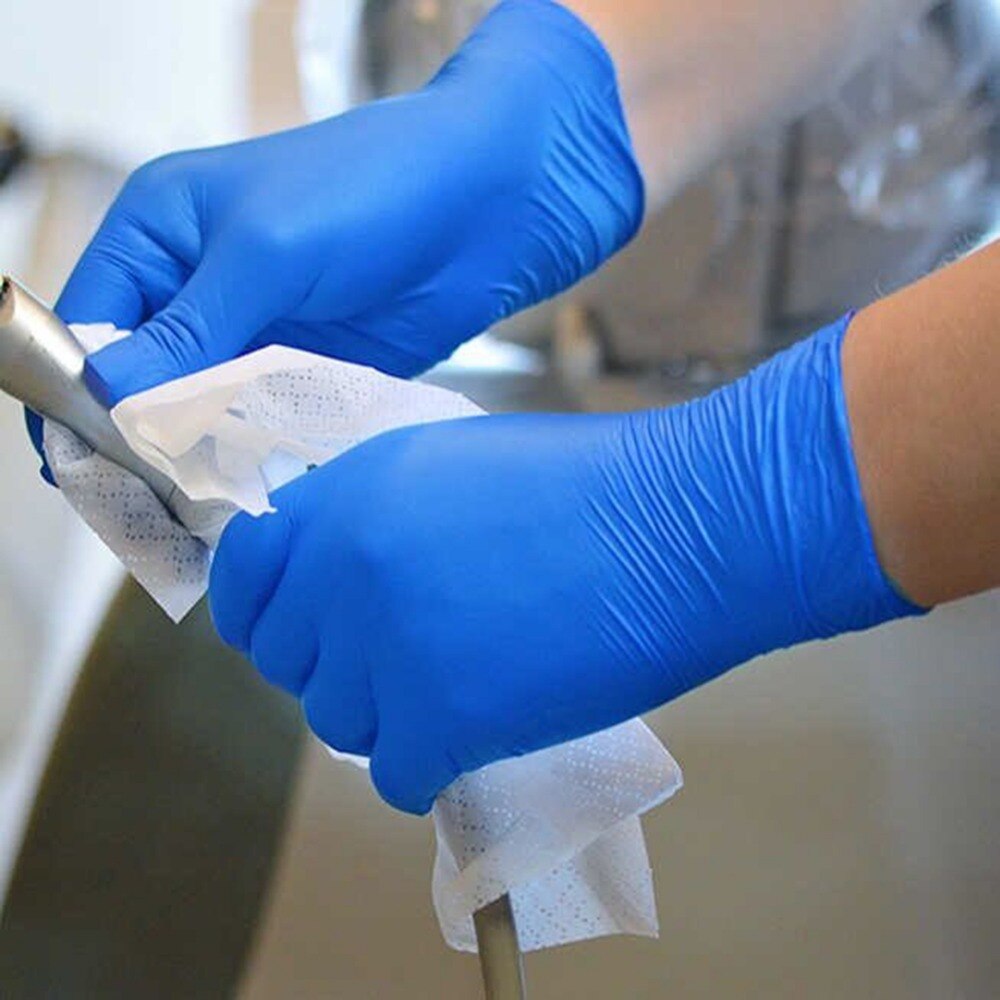 100 stuks nitril handschoenen blauw, waterdicht, allergievrij, wegwerphandschoenen voor de veiligheid van monteurs, laboratoriumkeukens