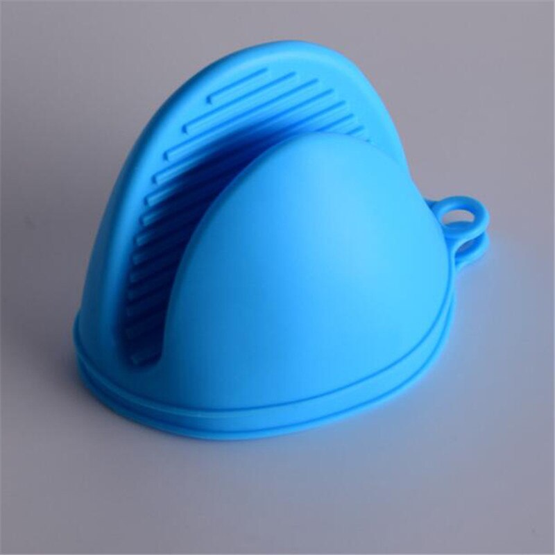 Guantes de silicona de 4 colores para cocinar, para el horno, con aislamiento térmico, antideslizantes, para microondas, soporte para olla, utensilios de cocina: Azul