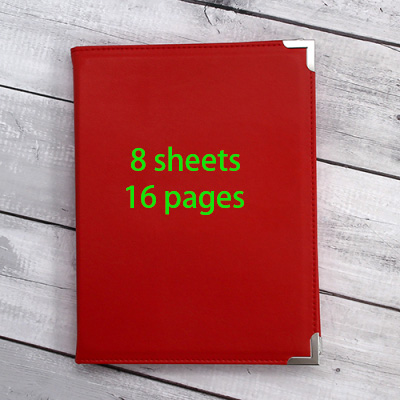 Beauty Salon Price List Folder Display Menu Book PU Leather Material: 8 sheets red