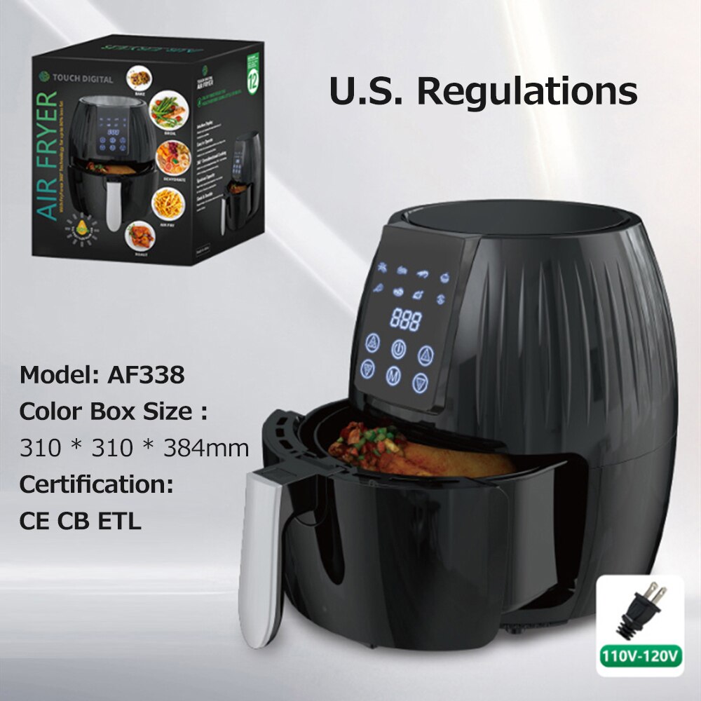 Multifunctional Air Fryer Smart Household 5.5L Large Capacity 1300W Big Firepower Timing Touch Screen LCD Electric Airfryer