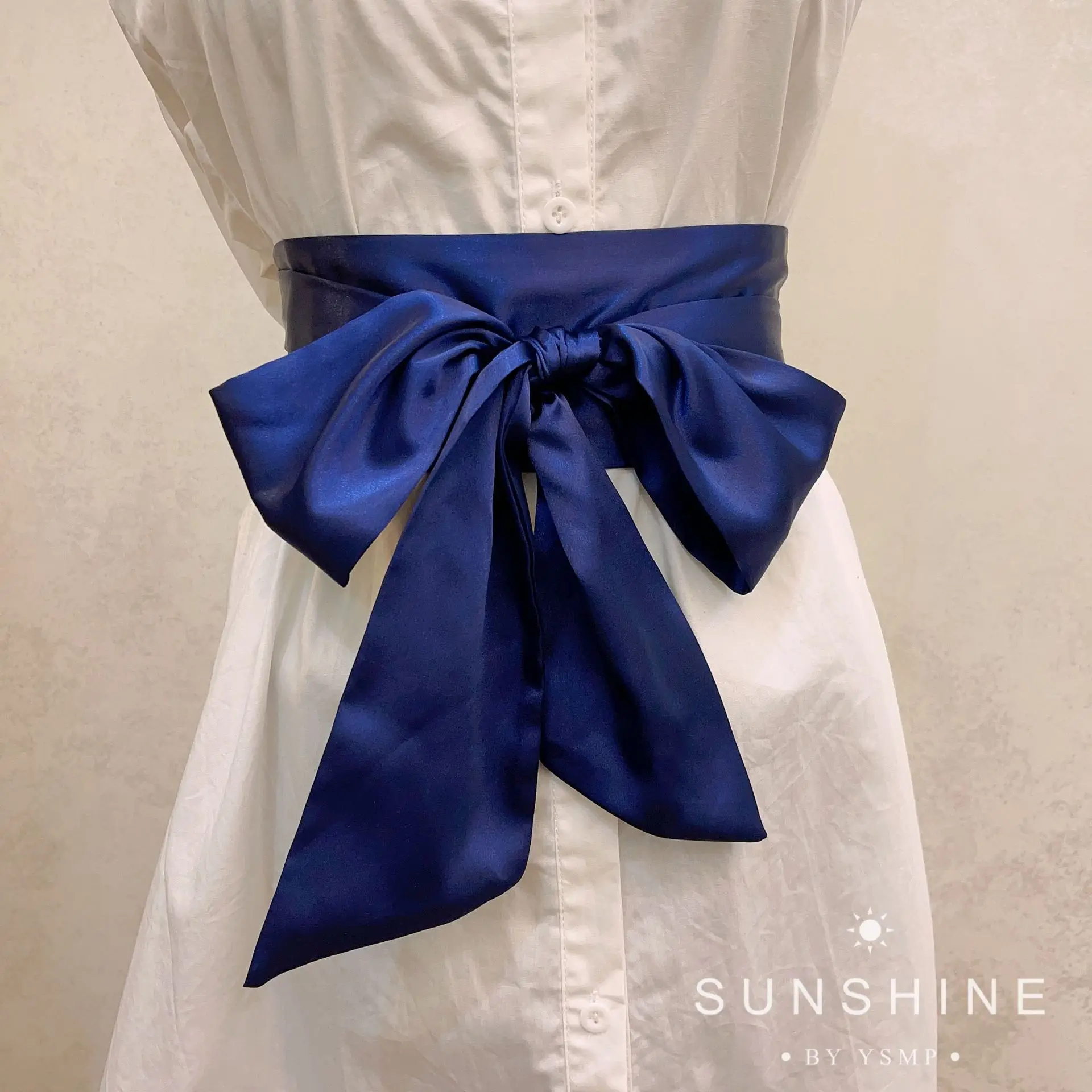 Satijnen Strik Brede Corset Riem 9.5x250 cm Wijn Wit Rood Zwart Roze Geel Marine DIY Strik Tailleband voor Vrouwen Meisje: Marineblauw