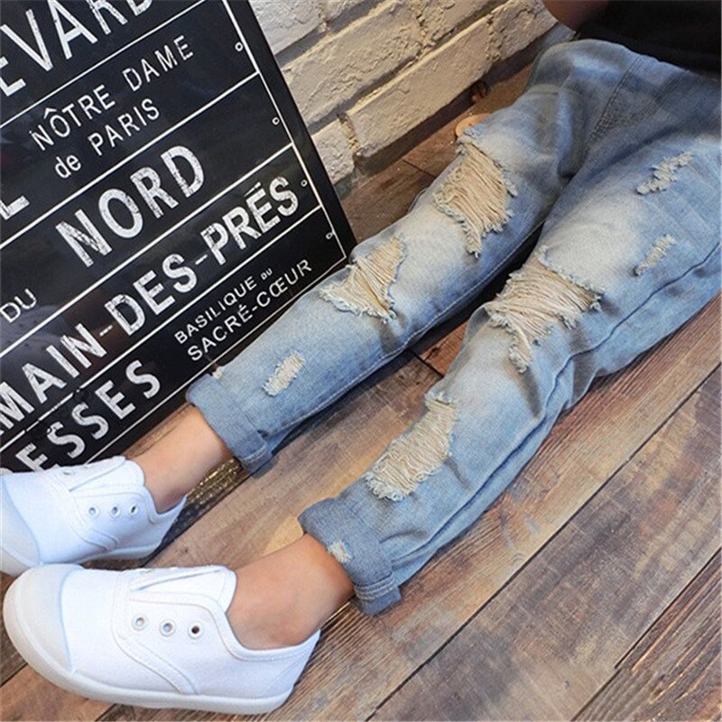 Pantaloni Jeans strappati per bambini 2020 nuovi pantaloni in Denim rotto per bambini primavera per bambina