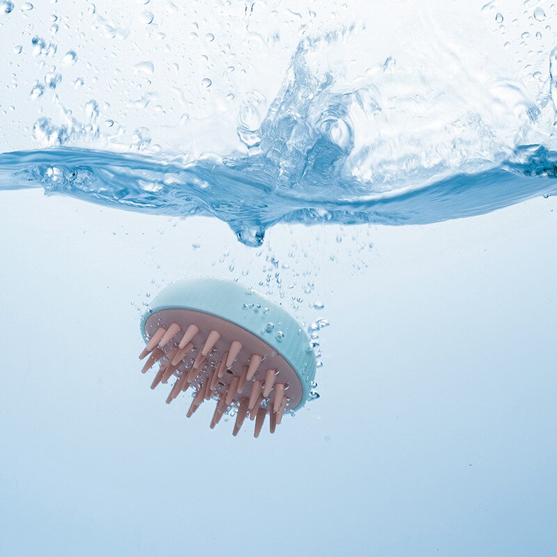 Massage Borstel Drie Gaten Zachte Siliconen Shampoo Borstel Nat En Droog Antislip Massage Borstel: Blue