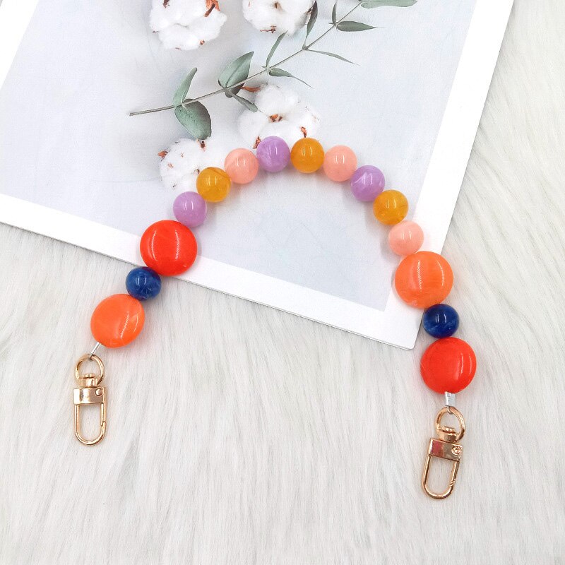 Woman Handbag Accessories Acrylic Resin Bag Chain Colorful Bead Pearl DIY Replacement Detachable Cute Purse Bag Handle Strap: NO.8