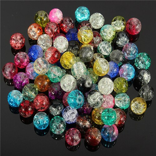 NEW100Pcs/Set Diy Decoratie Kristal 8Mm Crack Multi-Kleurrijke Glazen Kralen