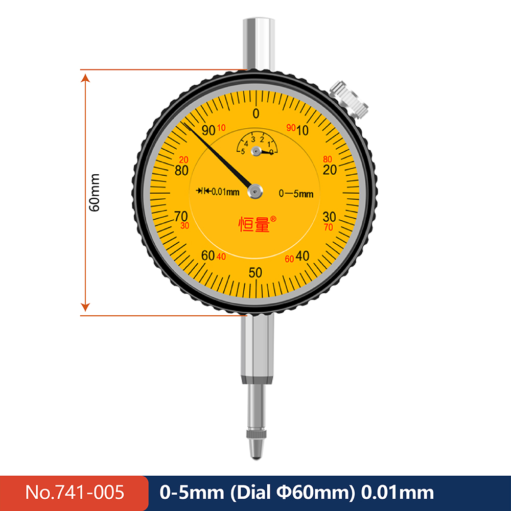 Boutique Mechanical Dial Indicator Stainless Steel Length Measuring Tool Specification 0-3mm 0-5mm 0-10mm 0-20mm 0-30mm 0-50mm: Yellow