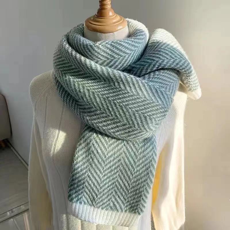 Woman winter striped thicker wild cute girl couple warm scarf: M 4