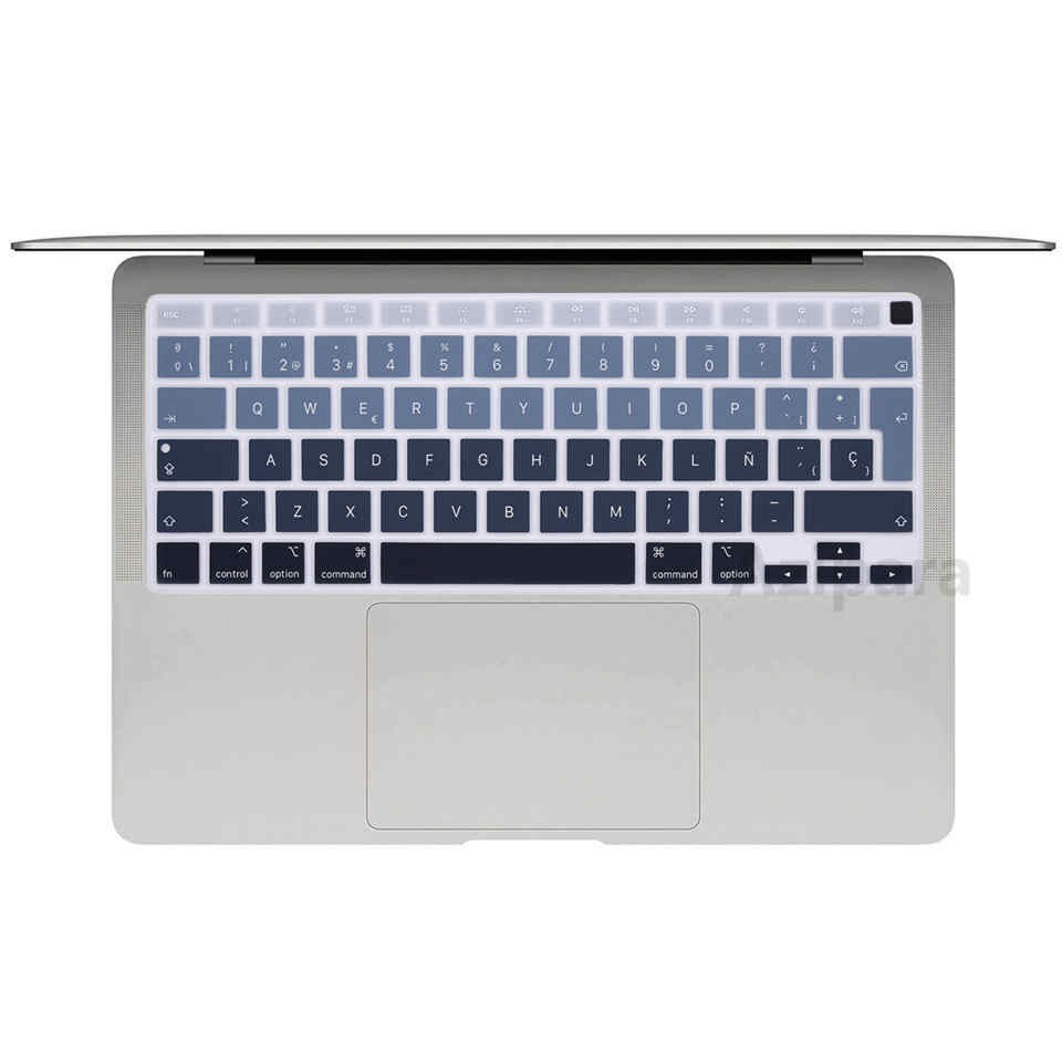 Couverture espagnole souple ue pour Macbook Air 13 A2179 / Air M1 puce A2337 couverture de clavier en silicone arc-en-ciel espagnol ue: Marron