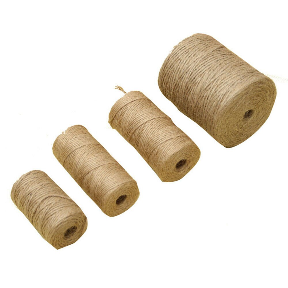 Cuerda de cáñamo marrón para envolver , hilo de yute de 50/80/100 metros, cuerda fina hecha a mano para decoración del hogar, accesorios para manualidades