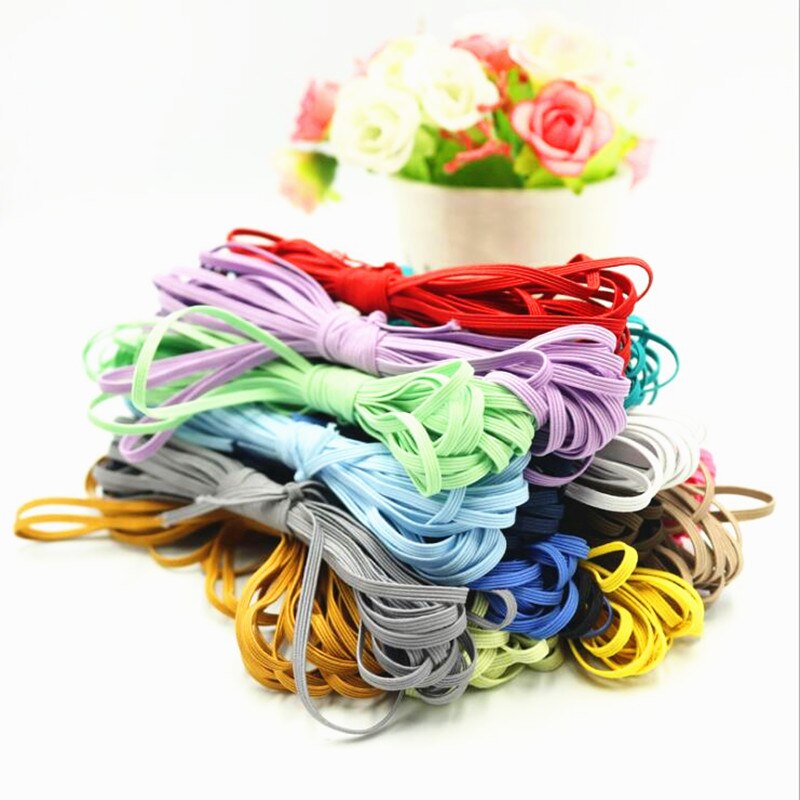5Yards 3Mm Kleur Elastic Band Rope Rubber Hoofdband Lint Naaien Webbing Taille Schoenveter Diy Kleding Accessoires