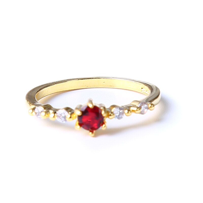 Anillo de rubí dorado para mujer, joyería sencilla, de cita, boda