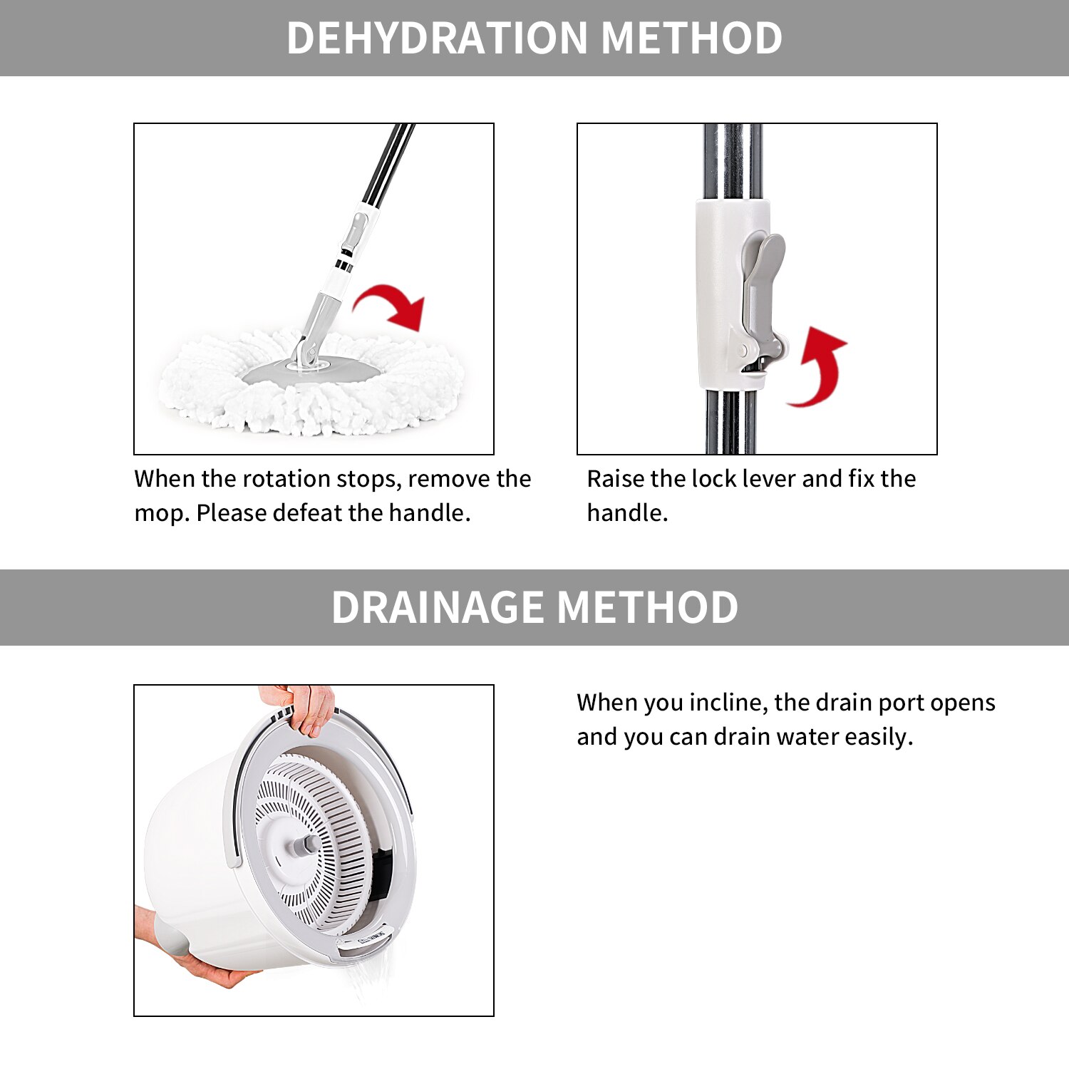 Boomjoy Mop Met Emmer 360 Spin Verstelbare Vloer Mop Met Verlengde Handvat Microfiber 2 Mop Pads Voor Hardhout Floor Cleaning