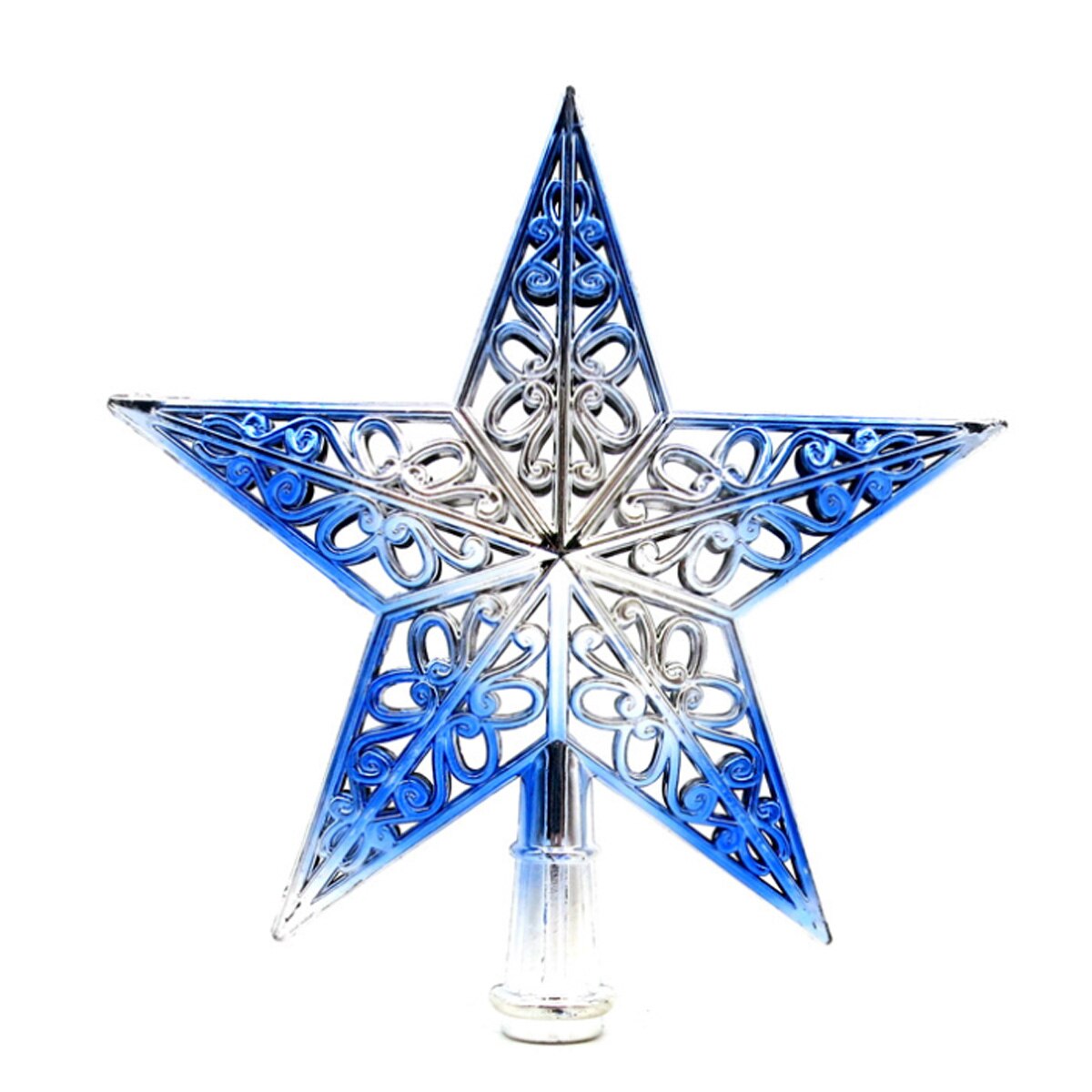 Juletræ top mousserende stjerne udhulet hængende hjem plastindretning festival ornament ornament: Blå