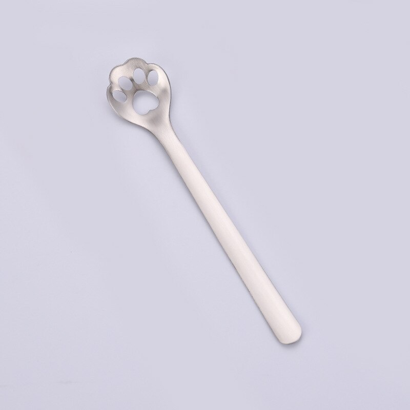 Cuchara de café de acero inoxidable 304, cuchara agitadora de garra de gato, japonesa y coreana cuchara de postre, vajilla ecológica , 2 uds.: Plata
