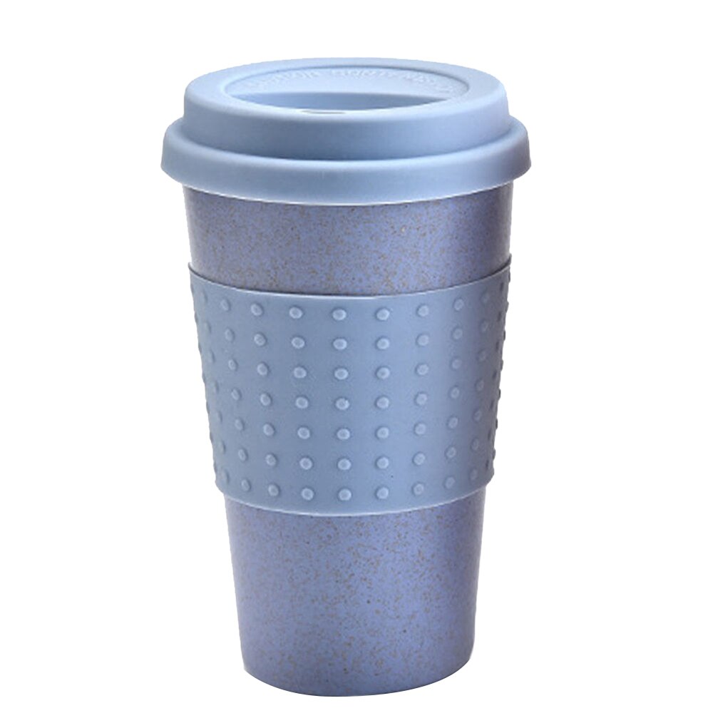 Travel Portable Polka Dot Thermal Insulated Tea Coffee Mug Cup Reusable Bamboo Fibre Eco Friendly Travel Mugs: Blue
