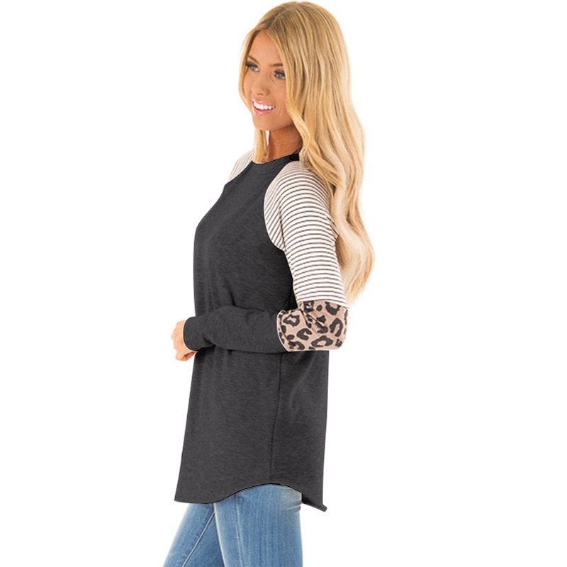 Leopard Casual Vrouwen T-shirt Losse O-hals t-shirt Lange Mouw Vrouwen Tee Top Mode Dames Vrouwelijke Uitloper Vrouwen shirts