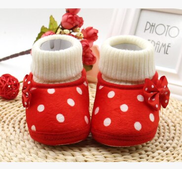 Ma & bebê 0-18m bebê recém-nascido infantil meninas botas de neve quente malha dot arco do bebê meninas sapatos de bebê outono inverno