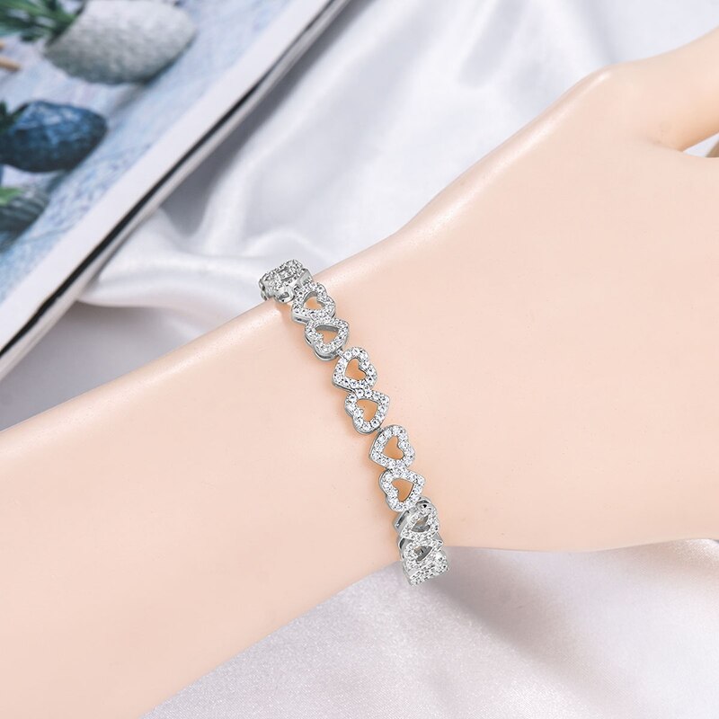 WEIMANJINGDIAN Brand Heart Shape Cubic Zirconia CZ Crystal Bridal Wedding Bracelets