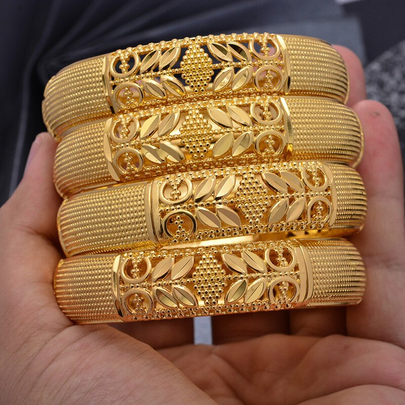 Wando 4 teile/los modisch Gold Farbe Armreifen Für Frauen/Mädchen Nahen Östlichen Arabischen/Dubai Kupfer Können Öffnen Armbänder schmuck Mutter