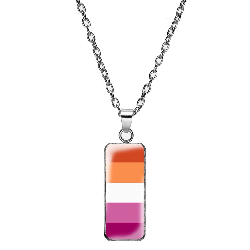 Lgbt Gay Pride Flags Necklace they Theirs Pronouns Rainbow Pride Flag Necklaces Pendant Art Print Rectangular Jewelry лгбт: Style 5