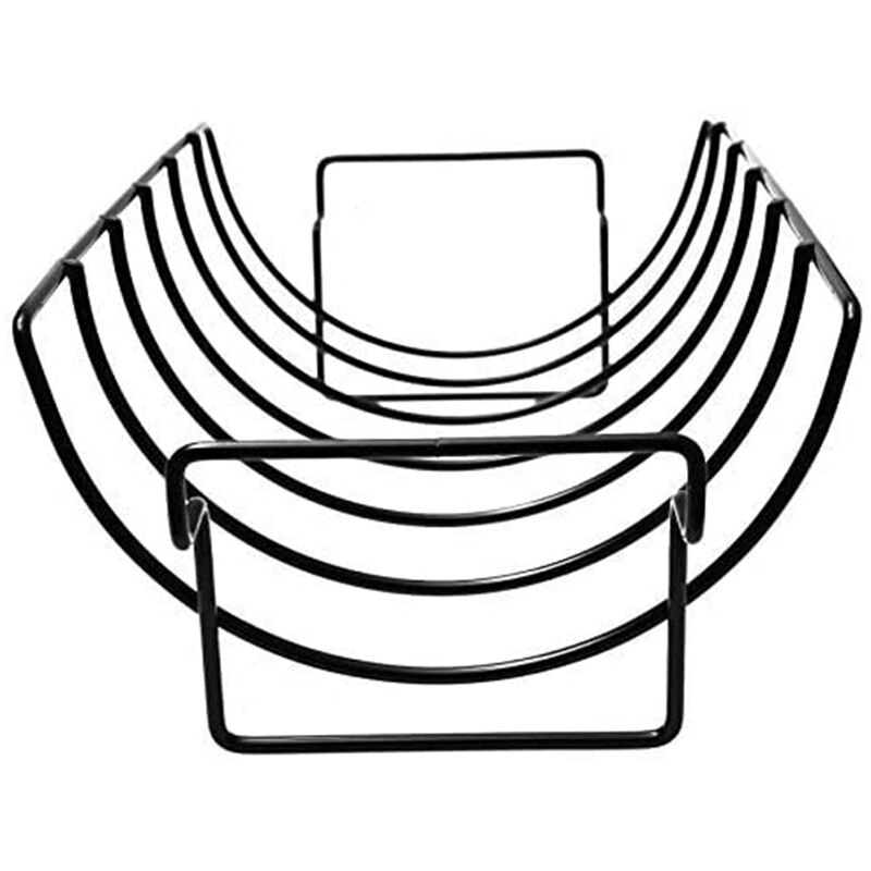 Grill Rib Rack for BBQ, Large Non-Stick Stainless Steel Rib Roast Rack Holder for Grilling to Hold 6 Rib Rack (Black)