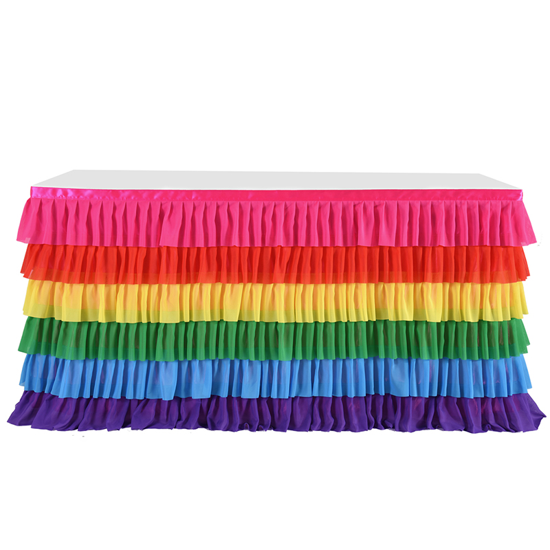 Rainbow Tablecloth Table Skirt 6 Colors Rectangular Table Birthday Party Christmas Decoration Easy To Install: 4