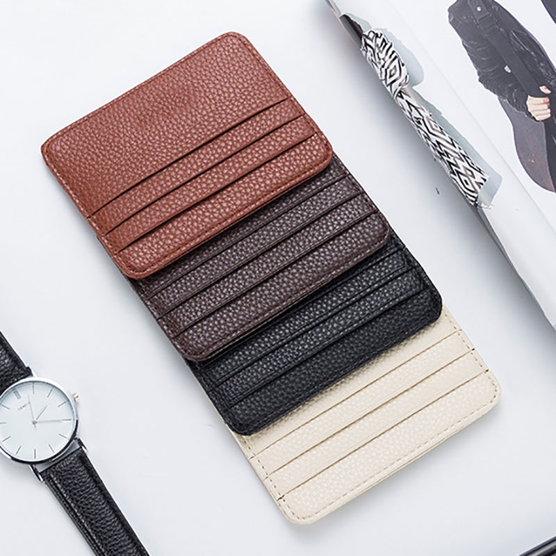 Leather Card Case Men Thin Card Wallet ID Credit Cards Holder Organizer Minimalist Wallet