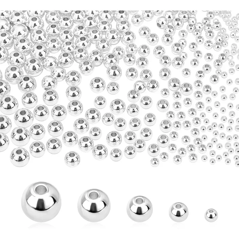 180 stk. 18k forgyldte perler , 3mm 4mm 6mm armbåndsperler glatte metalafstandsperler sømløse guldkugle messing små perler