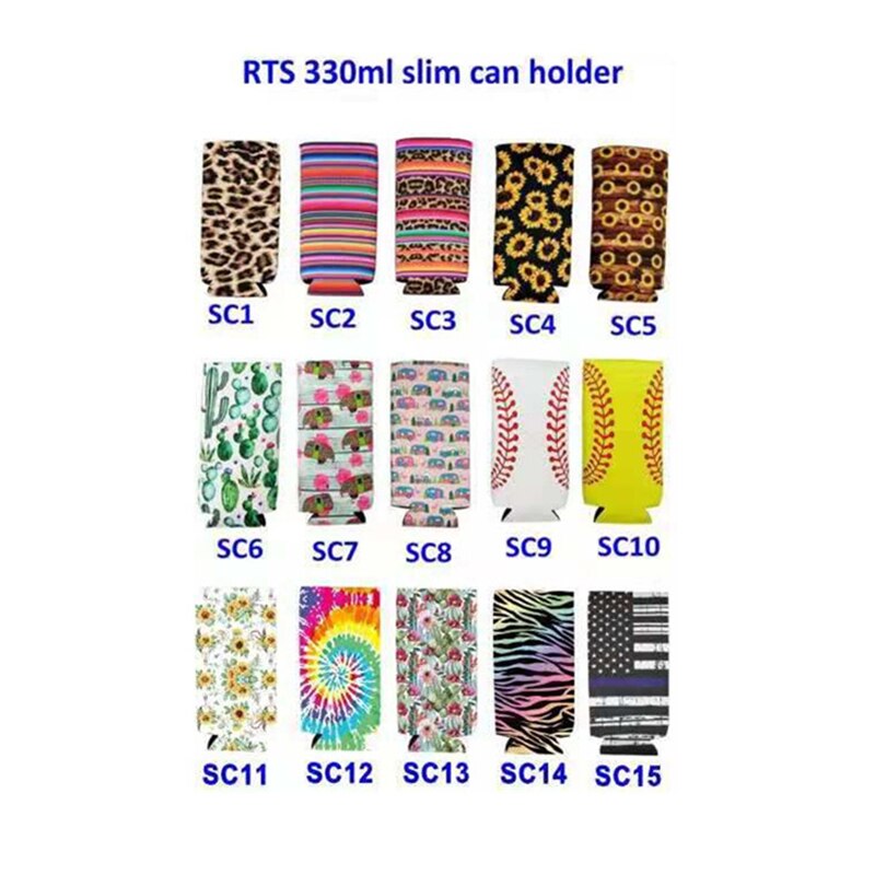 Neopreen Slanke Bier Kan Koeler Tall Stompe Houder Opvouwbare Stubby Houders Bier Koeler Tassen Past 12Oz Drinken &amp; Beer