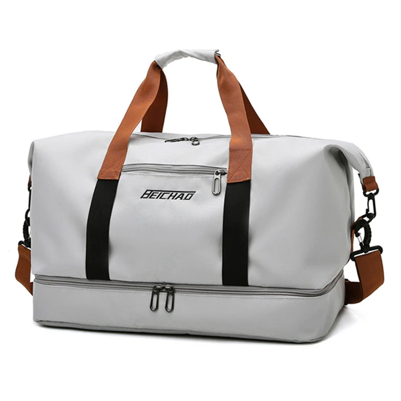 Reistas Heren Dames Handbagage met grote capaciteit Droog-nat Scheiding Sport Fitnesstas Reispakket voor korte afstanden: Light Grey
