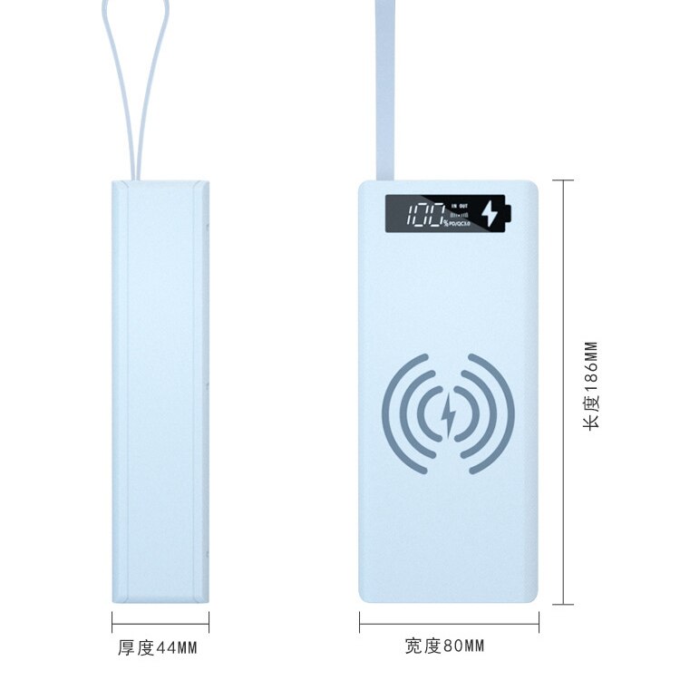 Funda de Banco de energía desmontable QC3.0, carcasa de batería, 10W, caja de carga inalámbrica, USB Dual, caja de carga de teléfono móvil
