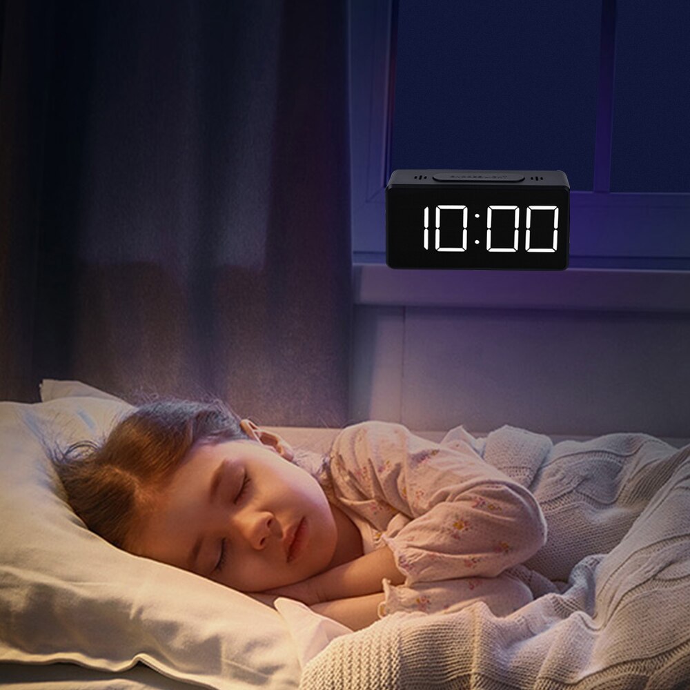 Digital Mirror Alarm Clock Student Simple Desk Clock Calendar Temperature Date Led Display With Usb Port For Home Office Decor