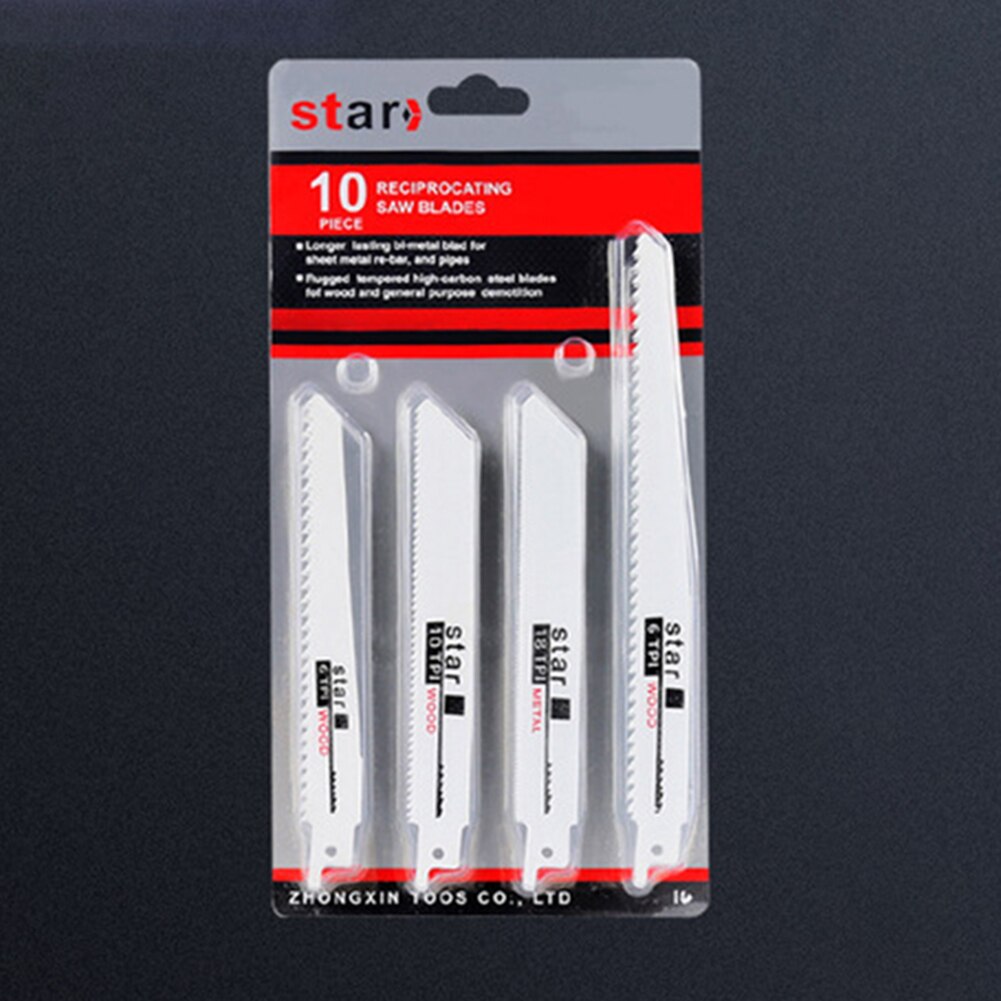 10PCS/SET Reciprocating Saw Blade Set Jig Saw Blade For Loose Blade Tool Parts For Bimetal Material Nail Cutting Wood