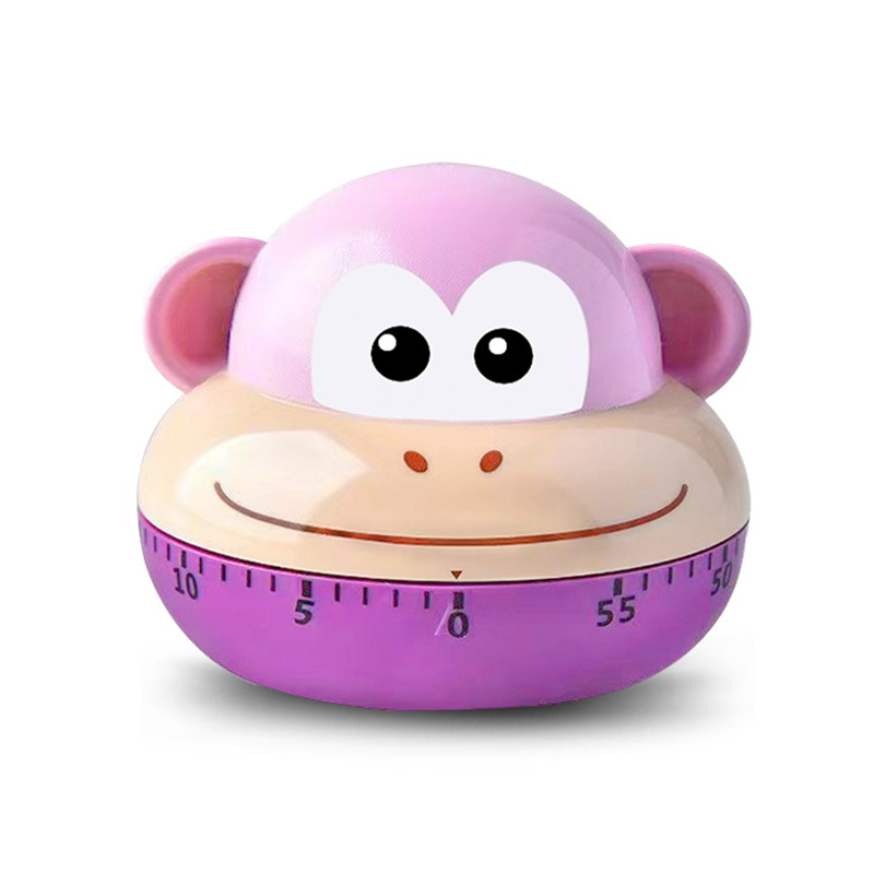 Mechanical Kitchen Timer with Cartoon Animal Pattern, Cooking Alarm Clock, Stimulating Countdown Timer, Conference Room Timer: Pink