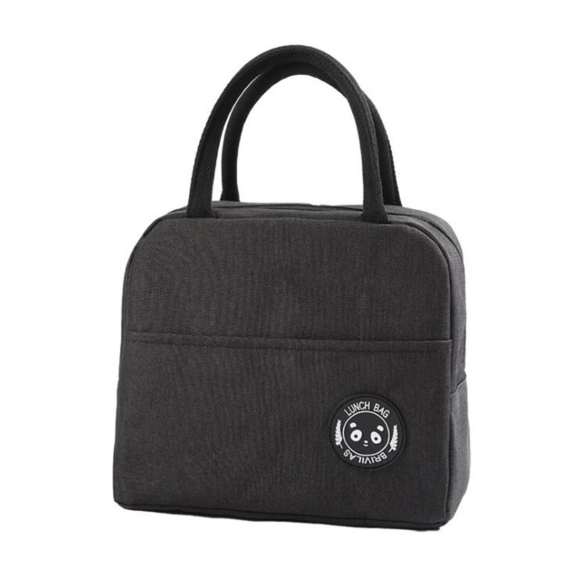 Portable Insulated Oxford Cloth Lunch Bag Thermal Food Picnic Lunch Bags For Women Kids Men Print Lunch Box Bag Tote: Black D